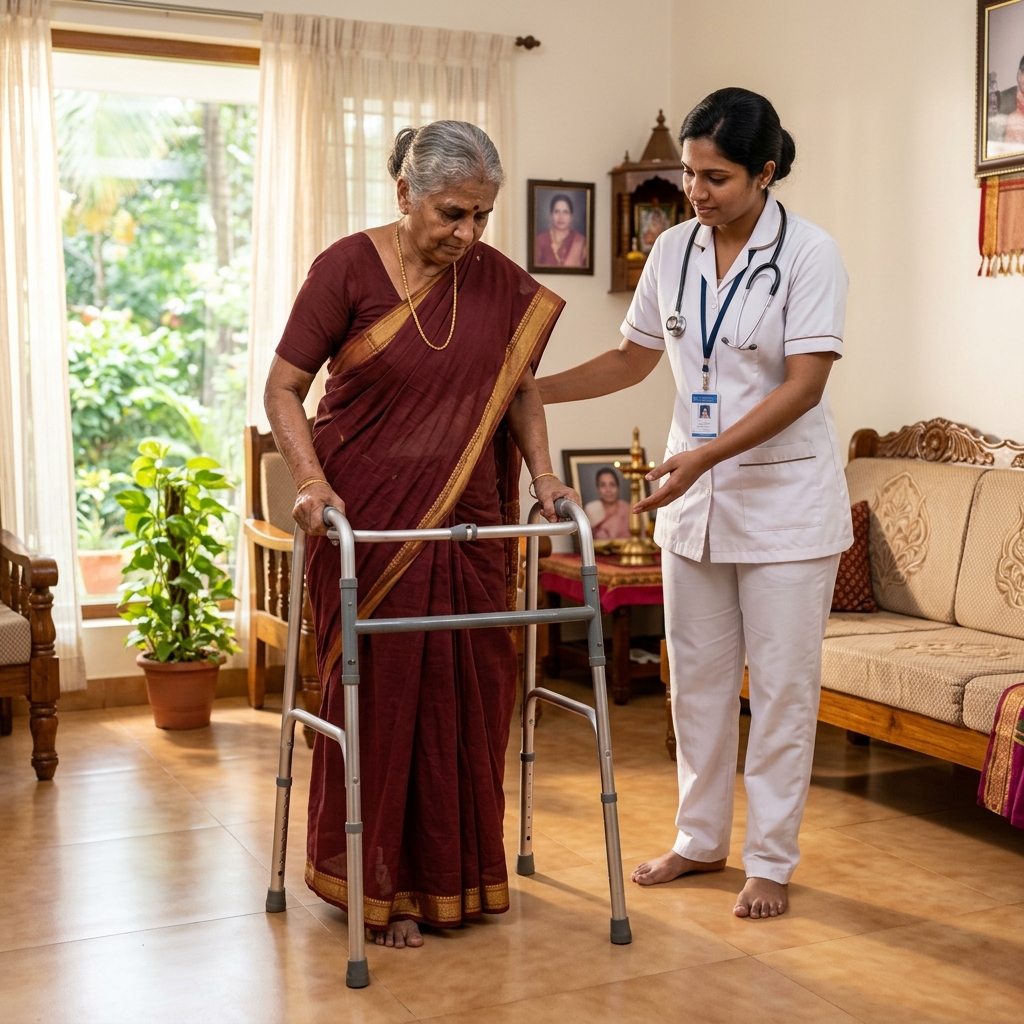 Balance training with walker